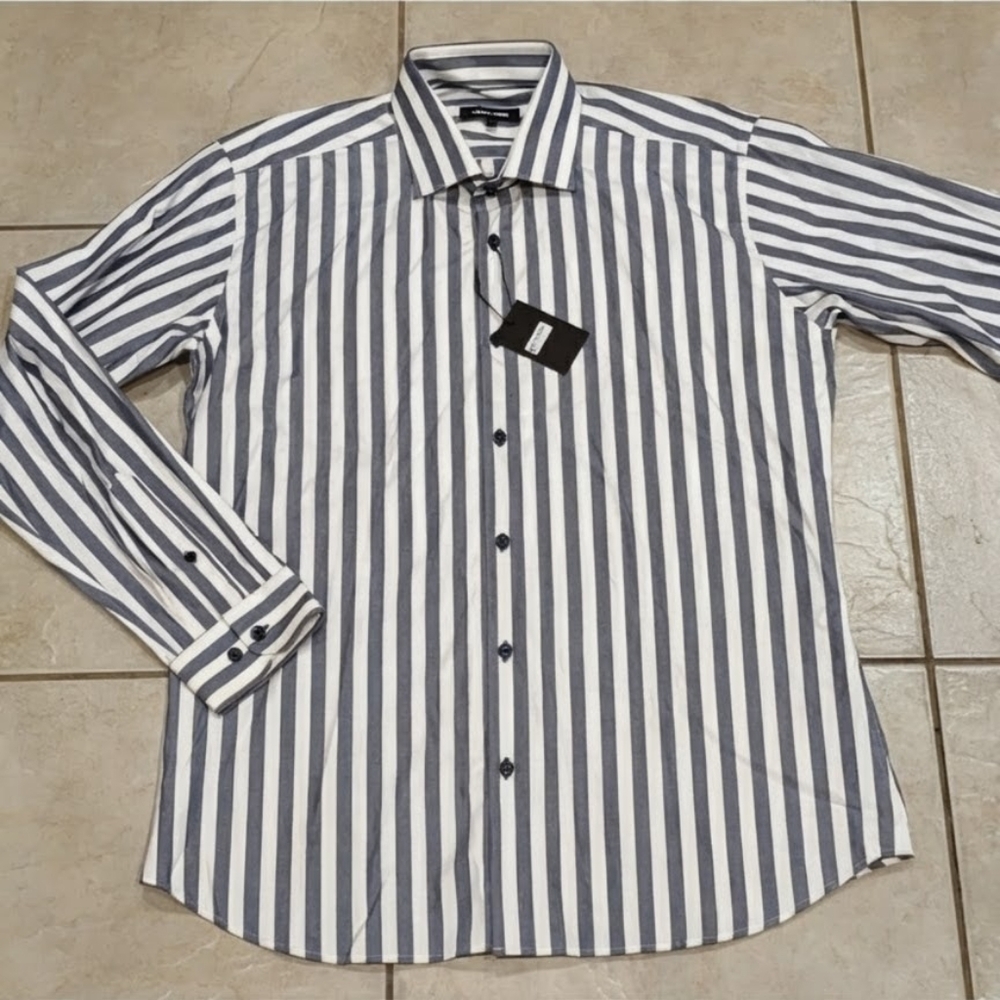 NWT Jared Lang Button Up Striped Shirt Size Large